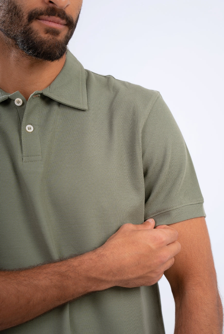Textured Polo T-shirt - Image 3
